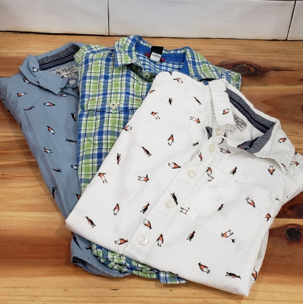 Toddler Long Sleeve Button Down Boys Shirts Gap Penguin